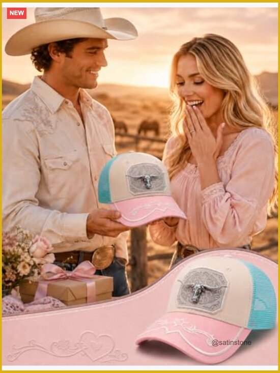 Cute Pink Cowgirl Baseball Cap - Adjustable Snapback Trucker Hat with Mesh Back main image 6